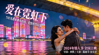 爱情片浪漫都市夜景海报