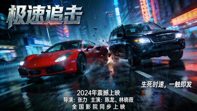 动作片激烈追逐场景海报